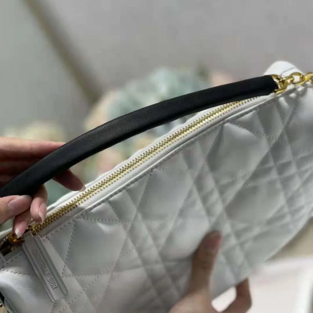 Dior Medium Dior Vibe Hobo Bag White Cannage Lambskin for Women
