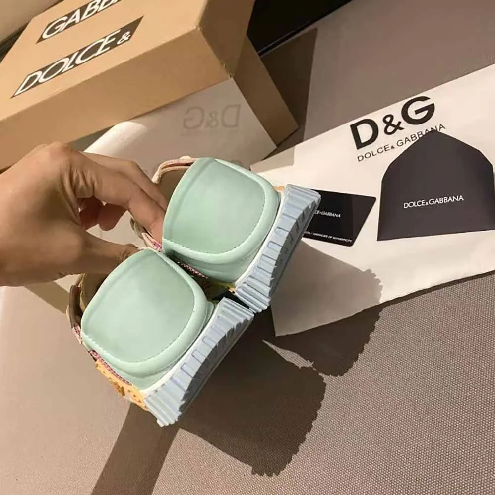 Dolce Gabbana D&G Ns1 Slip on Sneakers in Mixed Materials for Women in Aqua Dolce Gabbana D&G Ns1 Slip on Sneakers in Mixed Materials for Women in Aqua