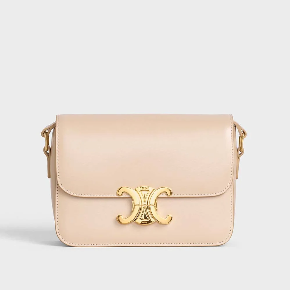 Celine Teen Triomphe Bag in Shiny Calfskin for Women in Sandy