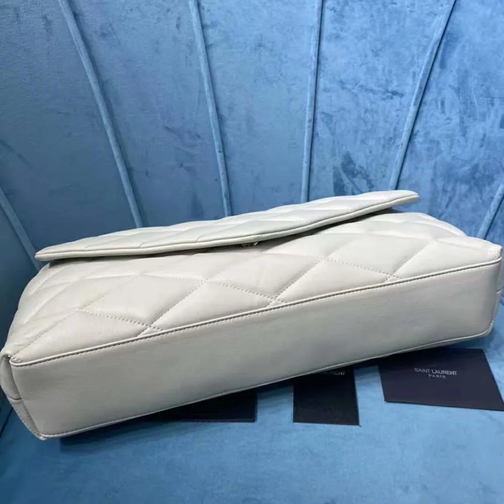 Saint Laurent YSL Sade Puffer Envelope Clutch in Lambskin for Women in White