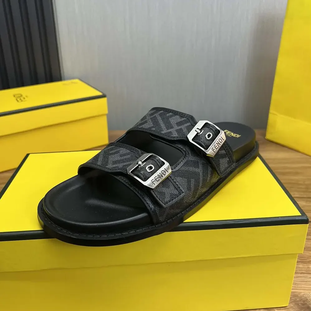 Fendi Feel Sandals FF Jacquard Fabric Sandals for Unisex