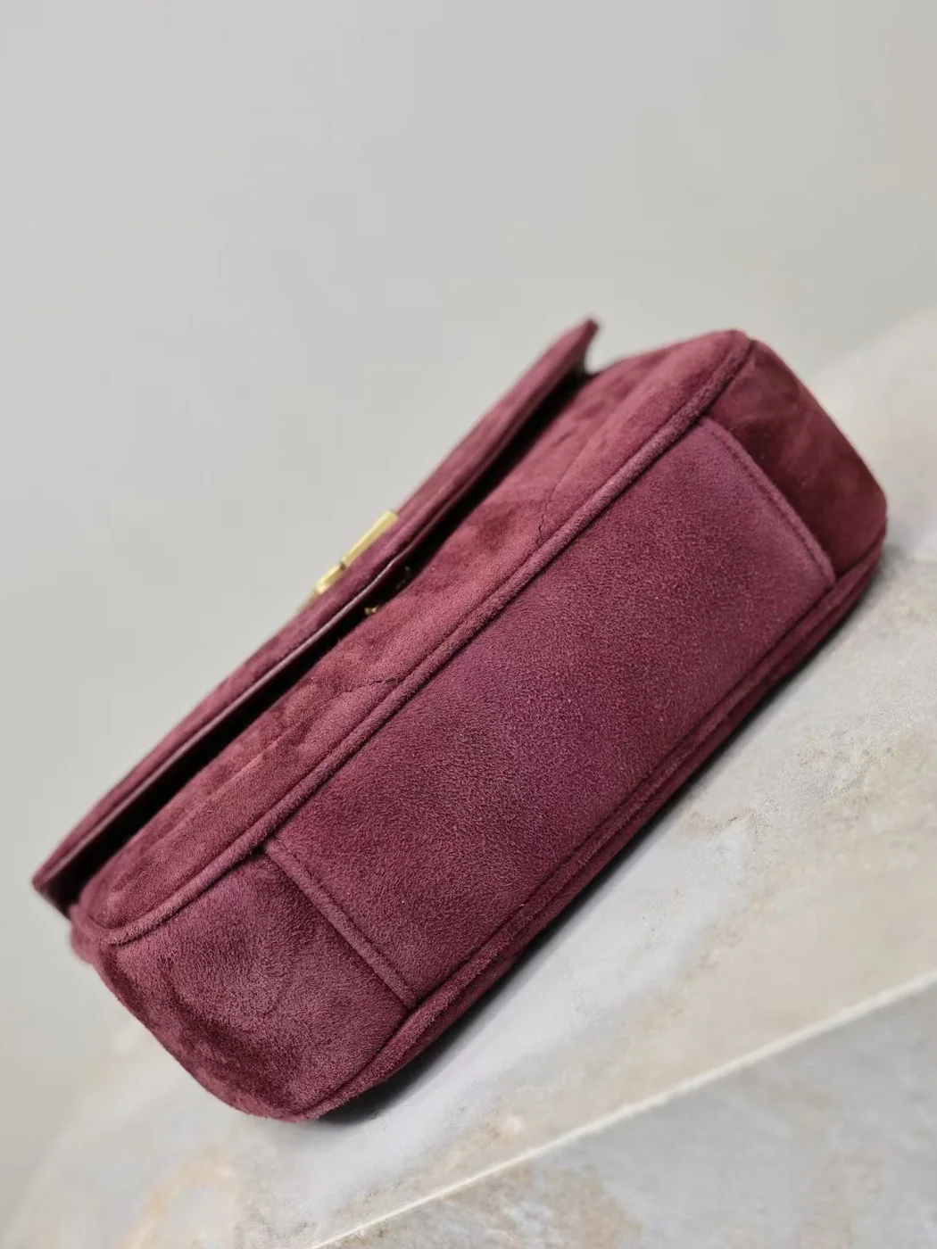Saint Laurent YSL Loulou Small In Matelassé Suede for Women in Burgundy
