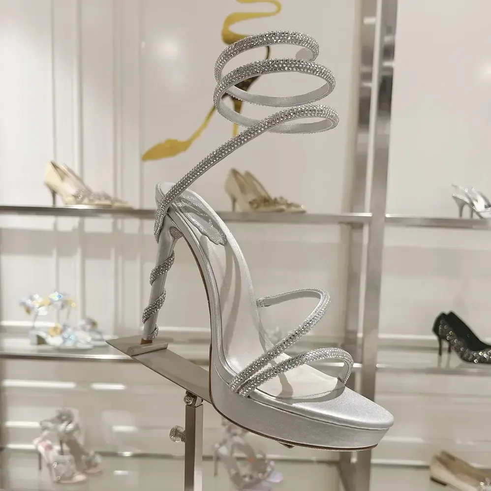 Rene Caovilla Margot Silver Platform Sandal 120 for Women