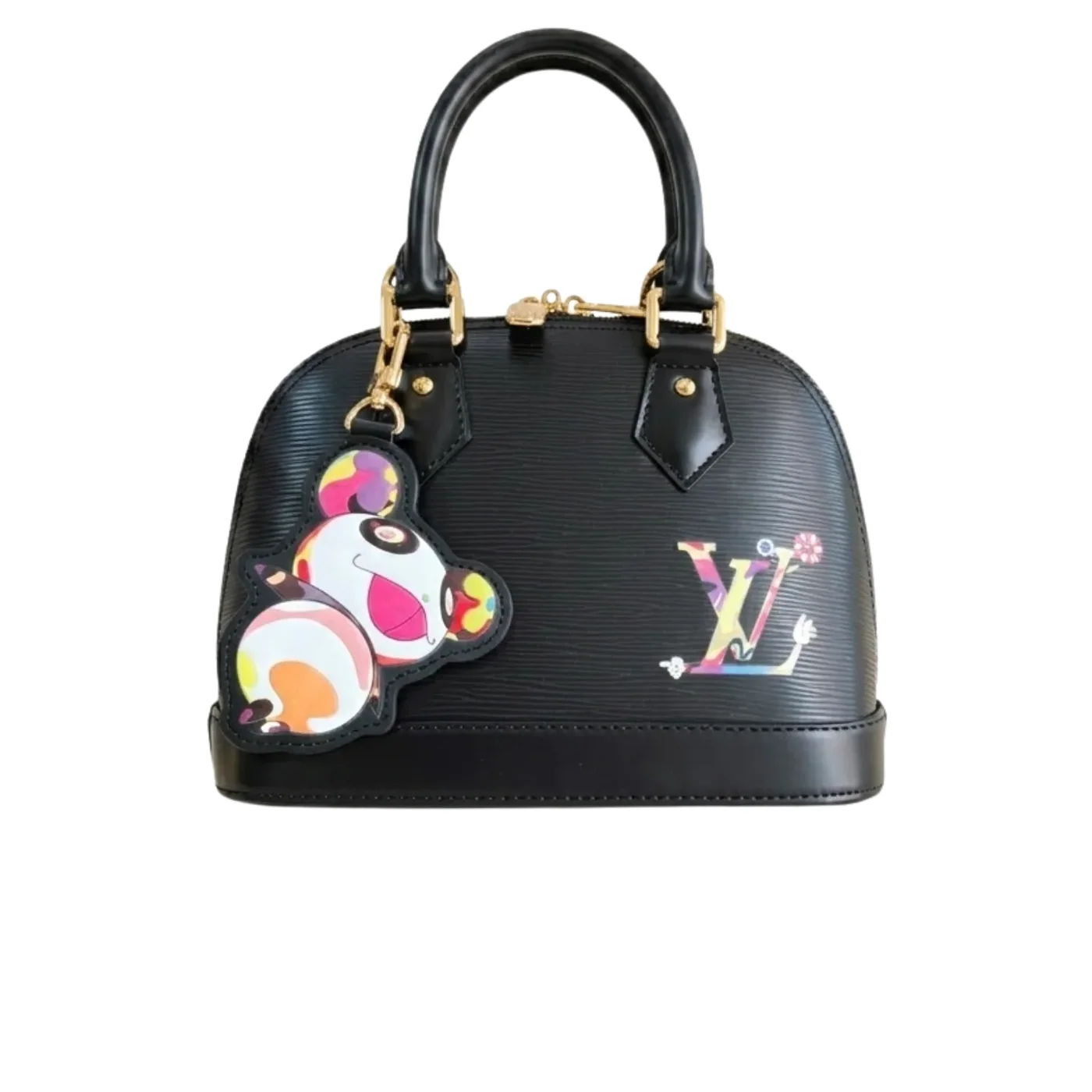 Louis Vuitton LV x TM Alma BB Top Handle Bag in Black Gold Hardware