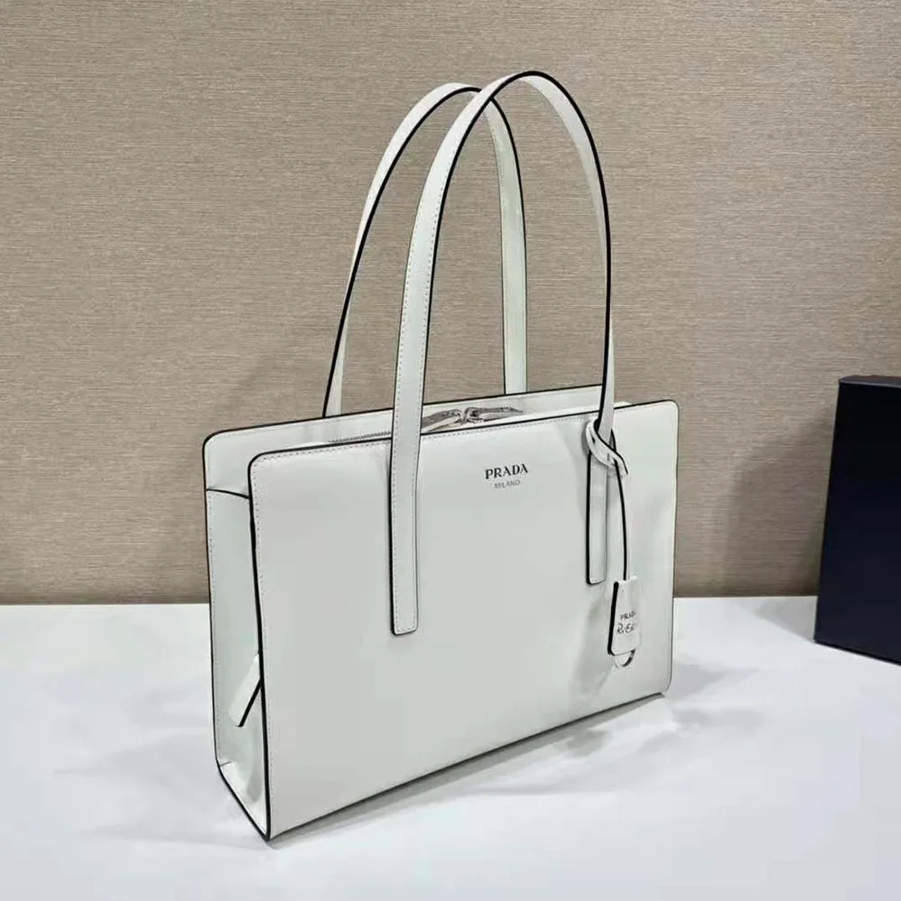 Prada Re-Edition 1995 Brushed-Leather Medium Handbag for Women in White