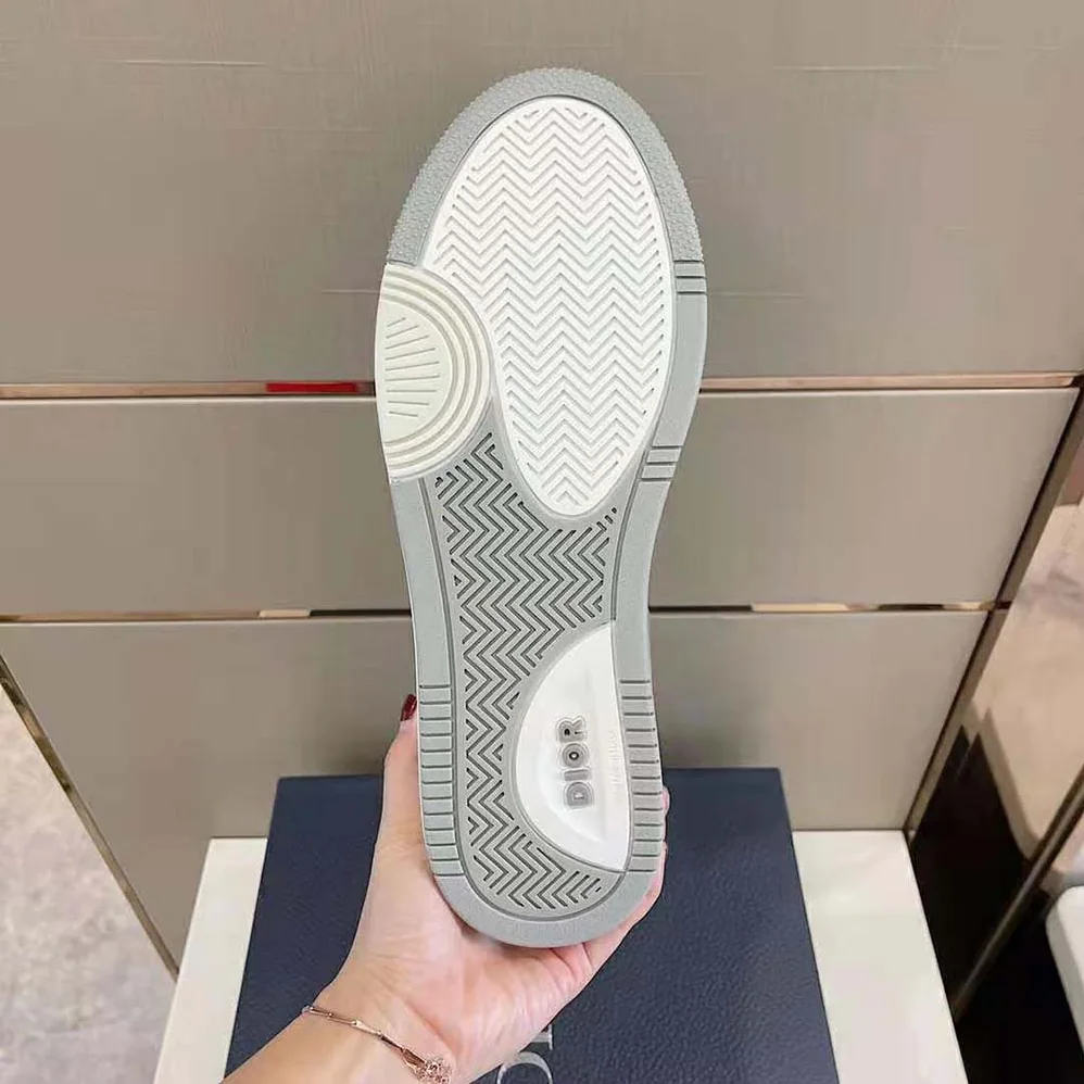 Dior B101 Sneaker Dior Gray Smooth Calfskin and CD Diamond Canvas for Men