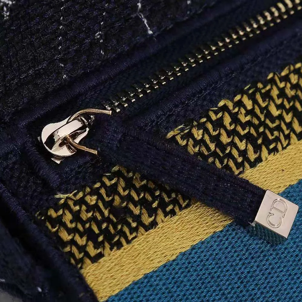 Dior Medium Lady D-lite Bag Latte Multicolor Dior Constellation Embroidery for Women in Blue