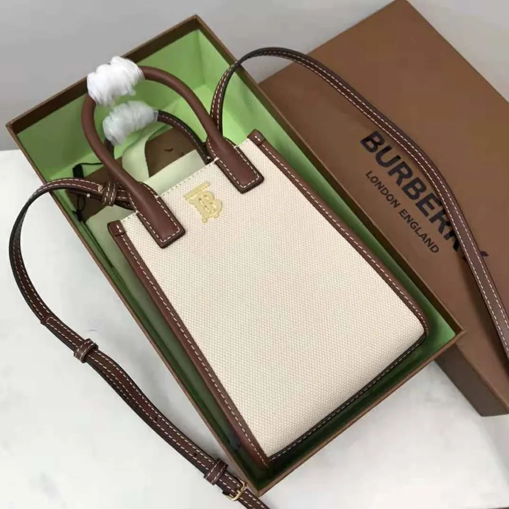Burberry Micro Monogram Motif Canvas and Leather Tote for Women