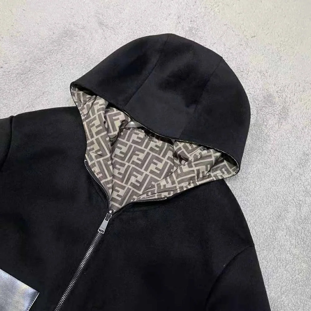 Fendi Hooded Jacket with Patch Pockets and Wide for Women Fendi Hooded Jacket with Patch Pockets and Wide for Women