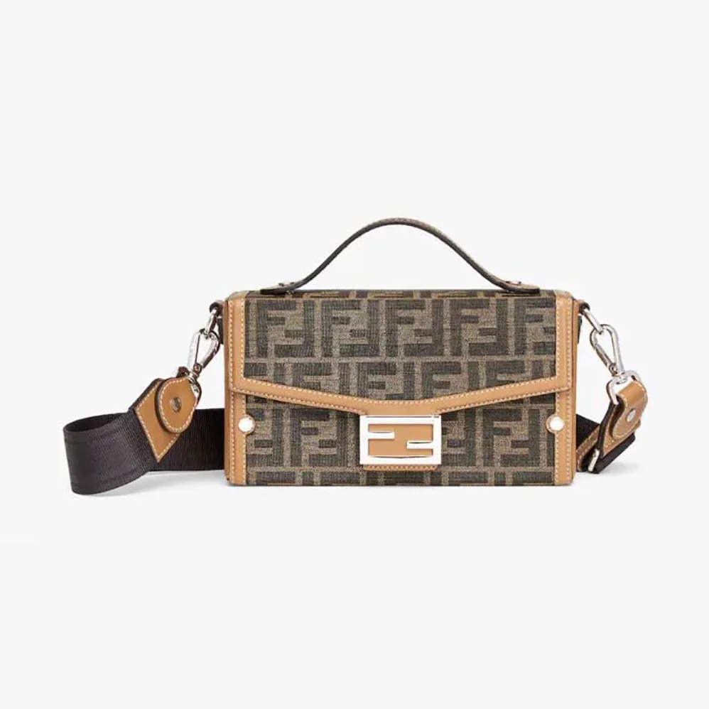 Fendi Baguette Soft Trunk Brown FF Fabric Bag for Men