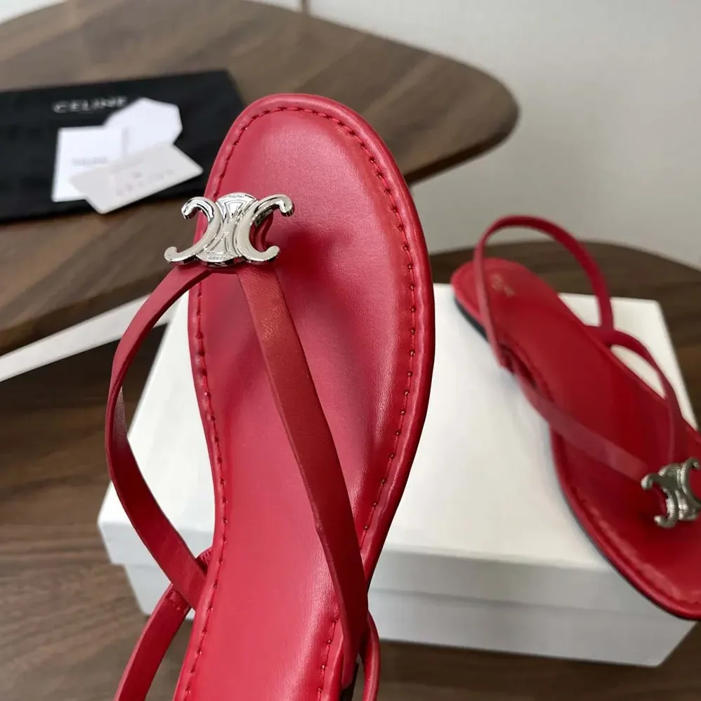 Celine Biki Sandal in Calfskin for Women in Red Celine Biki Sandal in Calfskin for Women in Red