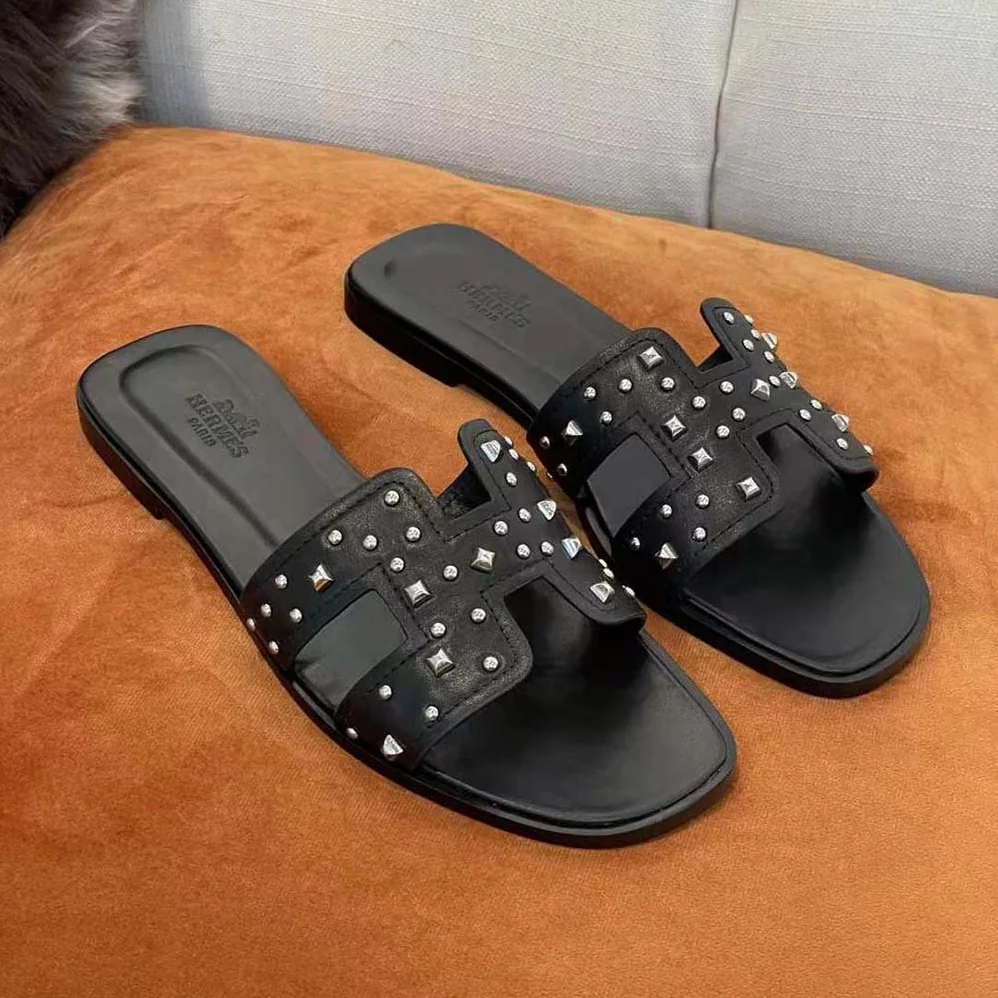 Hermes Oran Sandal in Calfskin Black for Women Hermes Oran Sandal in Calfskin Black for Women