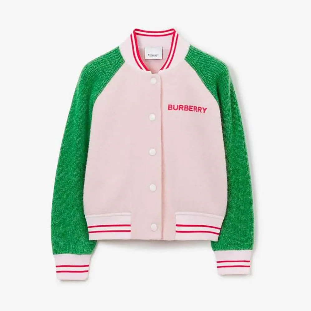 Burberry Girls' Wool Bomber Jacket in Pink Burberry Girls' Wool Bomber Jacket in Pink