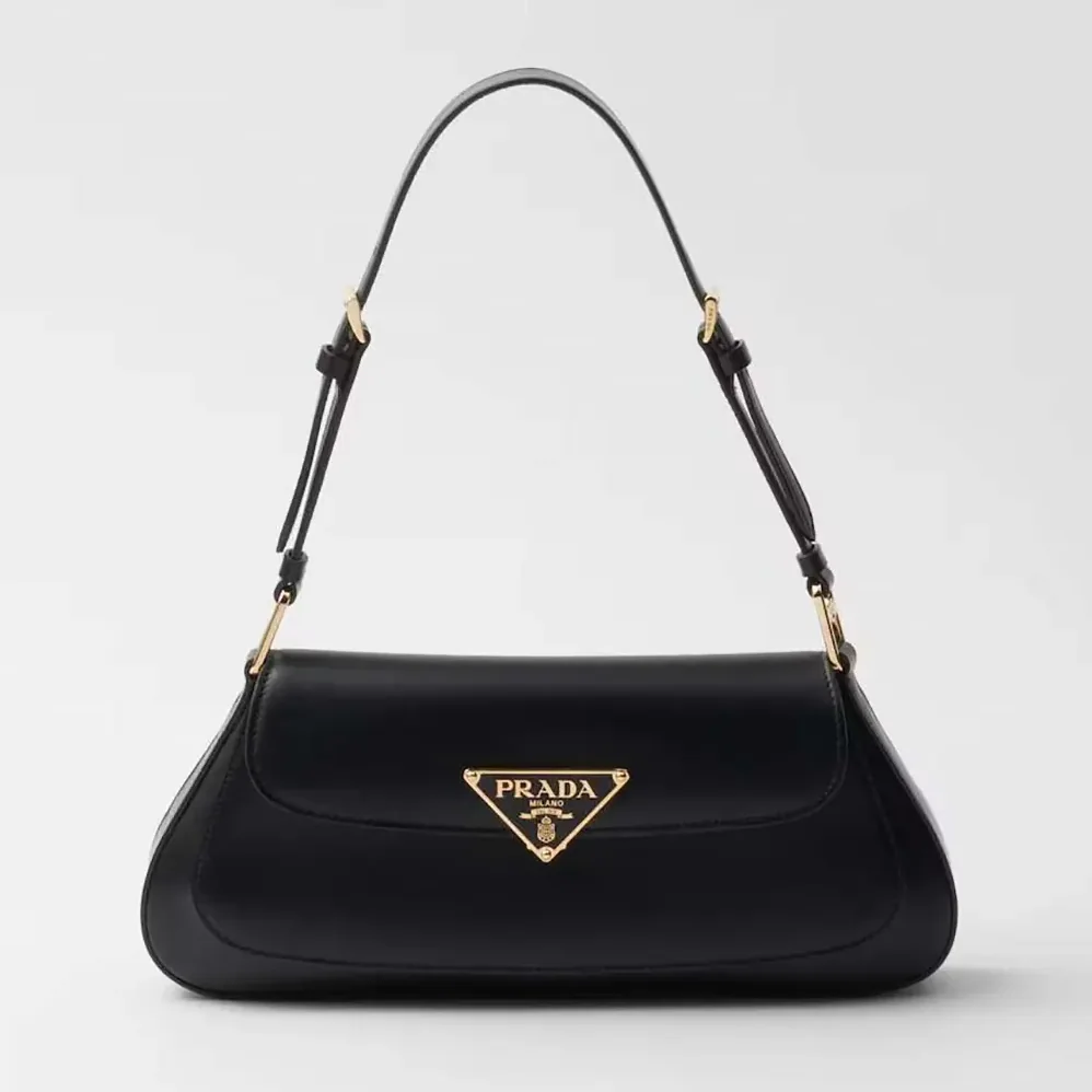Prada Leather Shoulder Bag for Women in Black