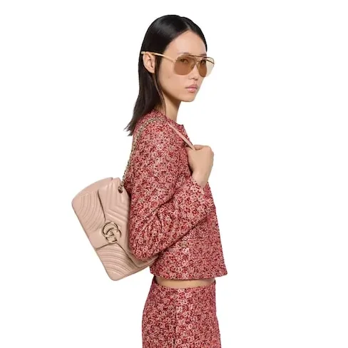 Gucci Marmont Medium Shoulder Bag / Pink Beige Light Gold Hardware Gucci Marmont Medium Shoulder Bag / Pink Beige Light Gold Hardware