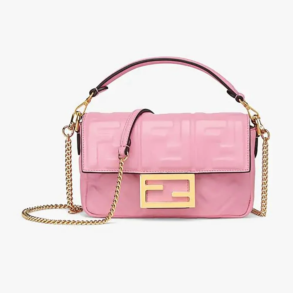 Fendi Baguette Soft Nappa Leather Bag for Women in Pink