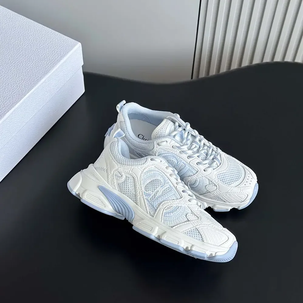 Dior Chrono Sneaker White and Sky Blue Mesh and Leather for Unisex in Effect Panels