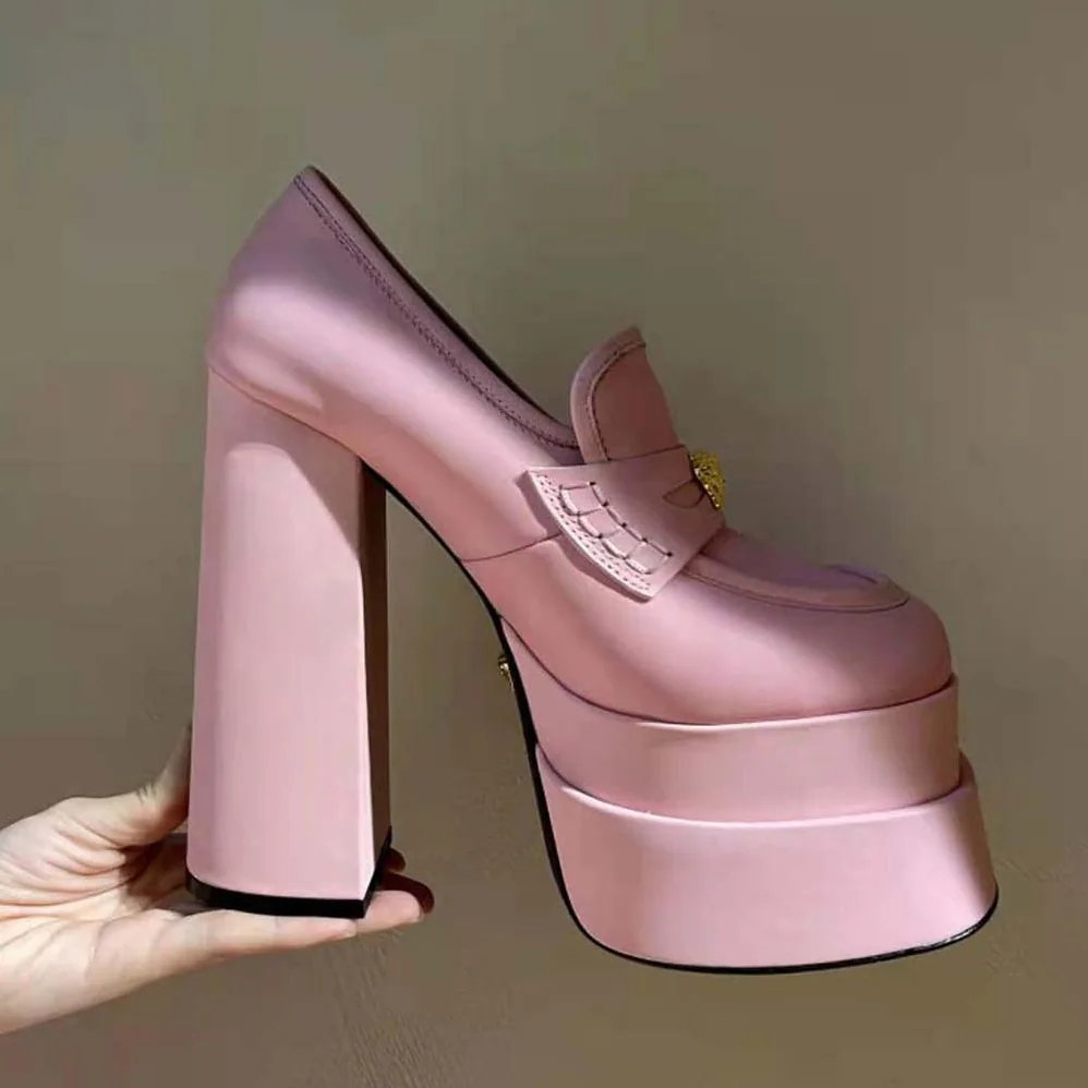 Versace Intrico Platform Loafers in 15cm Heel Height for Women in Pink Versace Intrico Platform Loafers in 15cm Heel Height for Women in Pink