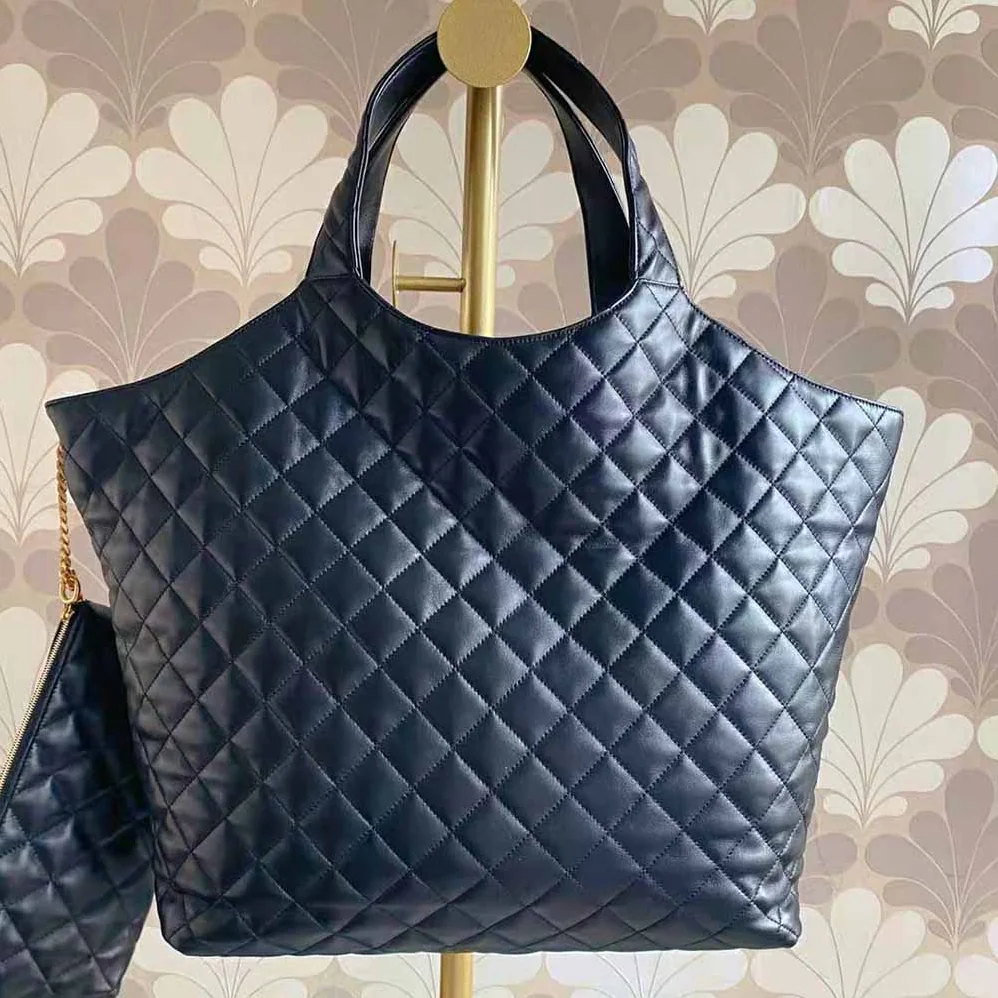 Saint Laurent YSL Icare Maxi Shopping Bag in Quilted Lambskin for Women in Black