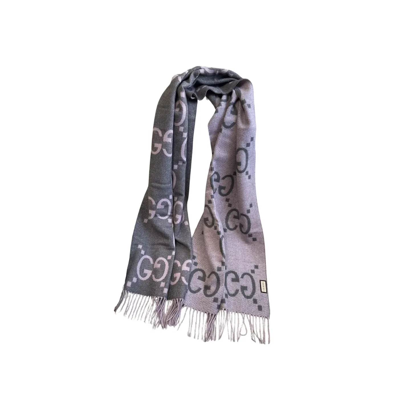 Gucci Jacquard Grey Scarf /