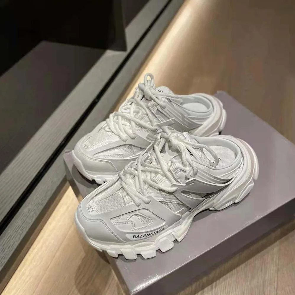 Balenciaga Track Mule in White Mesh and Nylon for Women Balenciaga Track Mule in White Mesh and Nylon for Women