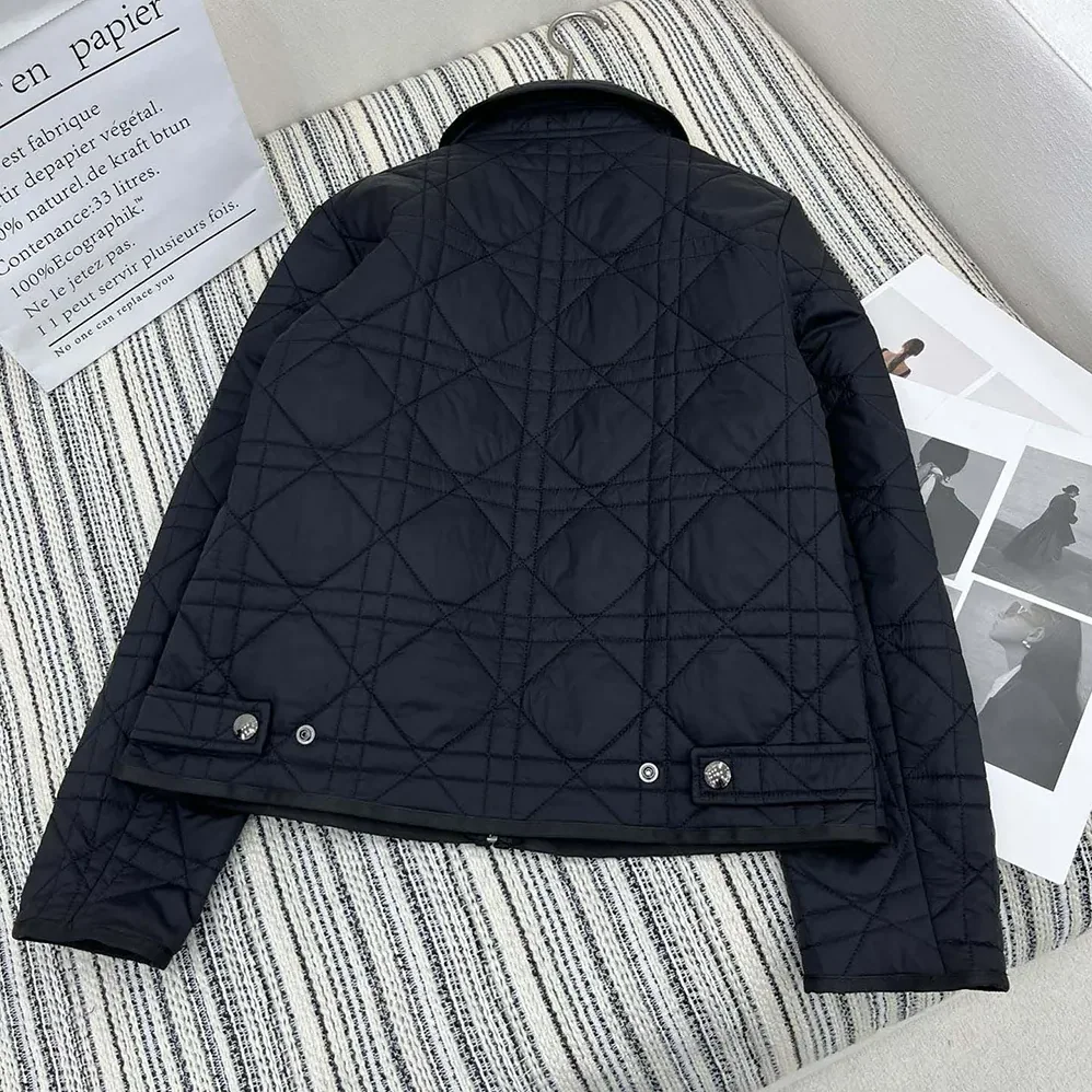 Dior Macrocannage Belted Peacoat Black Quilted Technical Taffeta for Women Dior Macrocannage Belted Peacoat Black Quilted Technical Taffeta for Women