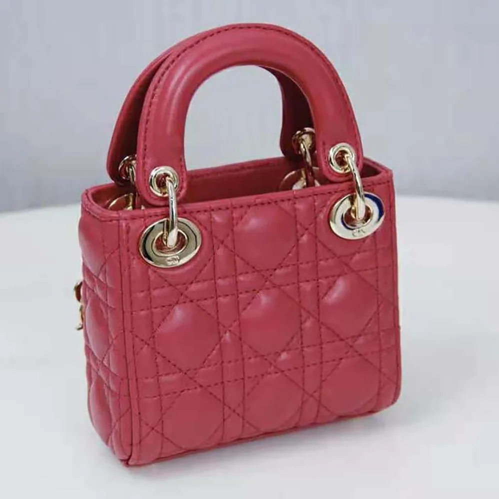 Dior Micro Lady Dior Bag Red Cannage Lambskin for Women Dior Micro Lady Dior Bag Red Cannage Lambskin for Women