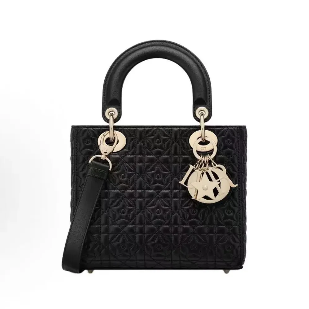 Dior Lady Dior Dioramour Bag Black Cannage Lambskin with Star Motif for Women Dior Lady Dior Dioramour Bag Black Cannage Lambskin with Star Motif for Women