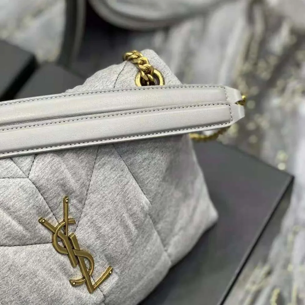 Saint Laurent YSL Puffer Toy Bag in Jersey for Women in White