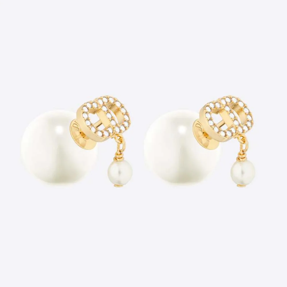 Dior Tribales Earrings Gold-Finish Metal for Women in White