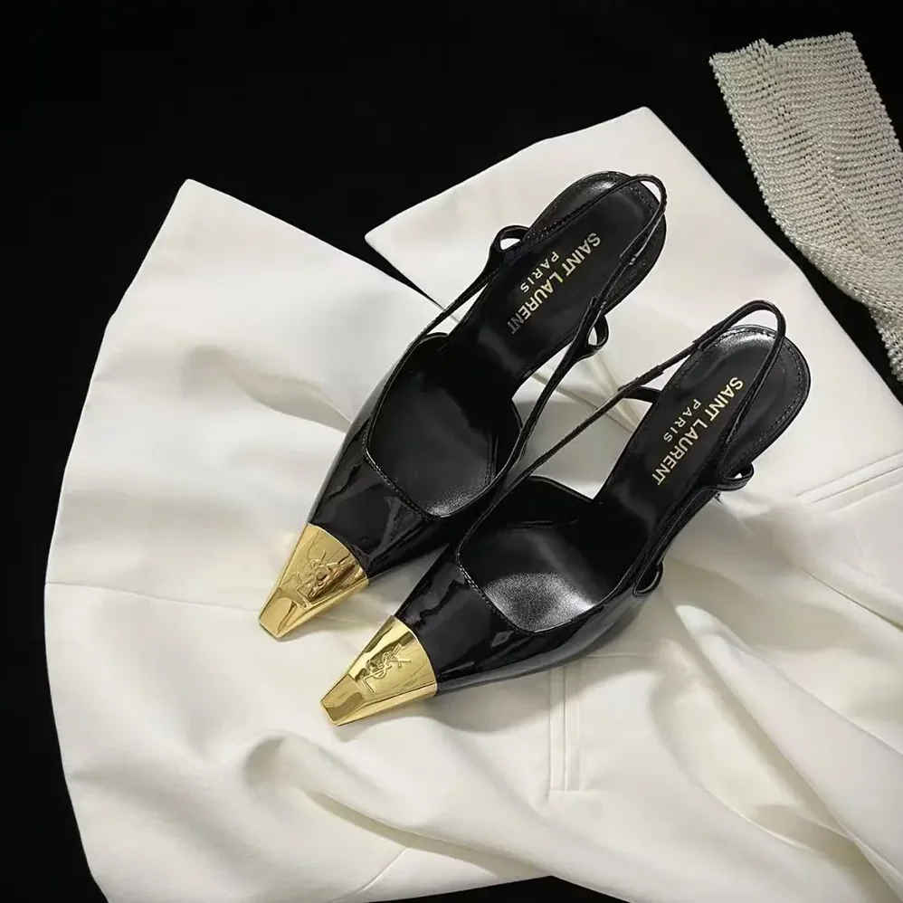 Saint Laurent YSL Jeanne Slingback Pumps In Smooth Leather for Women in Black