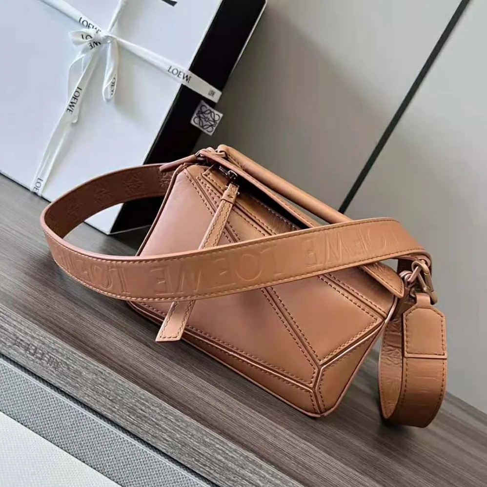 Loewe Mini Puzzle Bag in Satin Calfskin for Women in Brown Loewe Mini Puzzle Bag in Satin Calfskin for Women in Brown