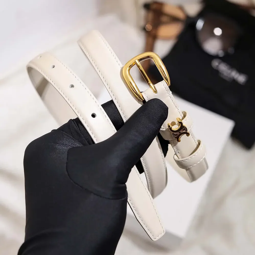 Celine Vivienne Belt 25Mm In Taurillon Leather for Women in White Celine Vivienne Belt 25Mm In Taurillon Leather for Women in White