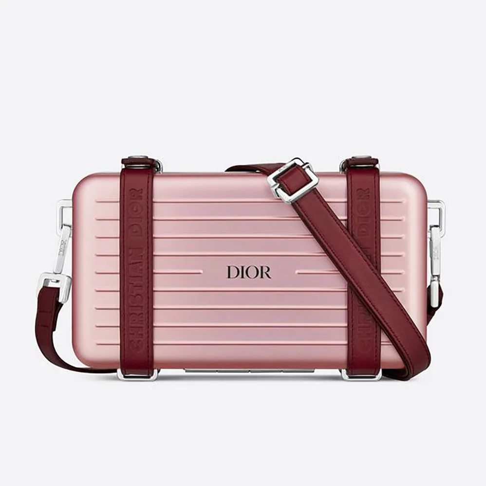 Dior Dior and Rimowa Personal Clutch Aluminum and Grained Calfskin for Men in Pink