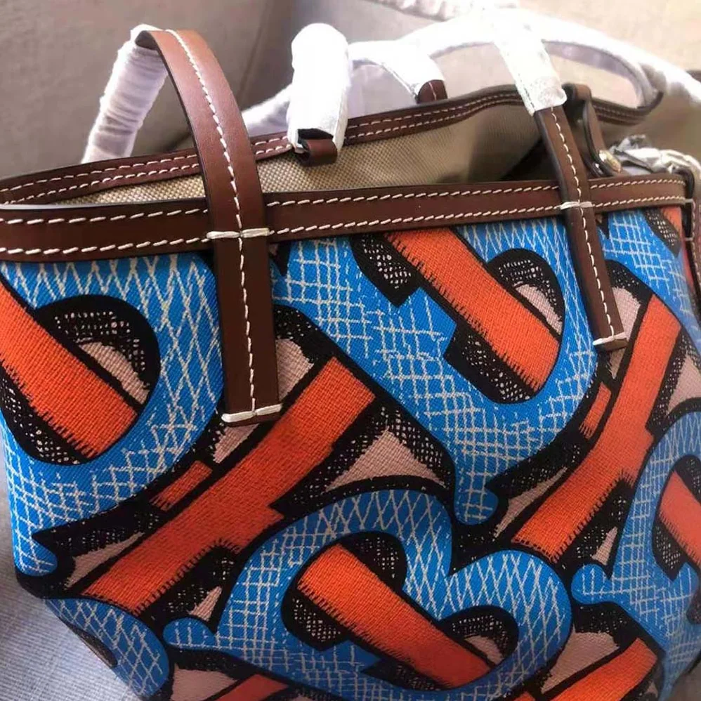 Burberry Mini Monogram Print E-canvas Beach Tote for Women in Orange