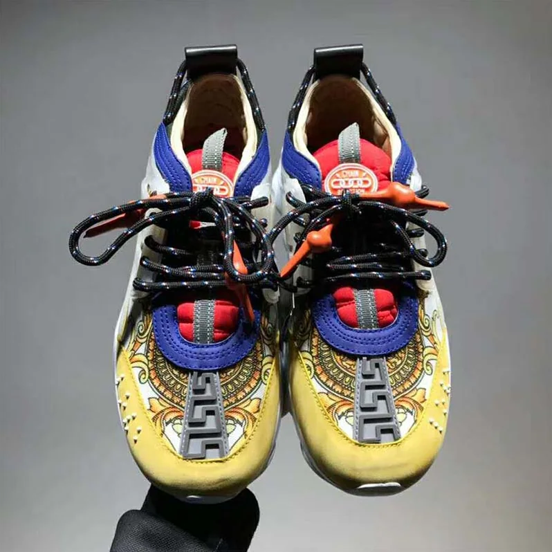Versace Shoes Chain Reaction Sneakers for Men in Yellow Versace Shoes Chain Reaction Sneakers for Men in Yellow