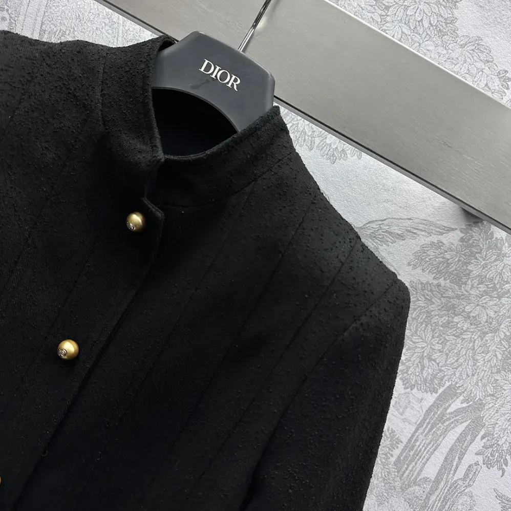 Dior Peplum Jacket Black Virgin Wool and Cotton Bouclé Blend for Women