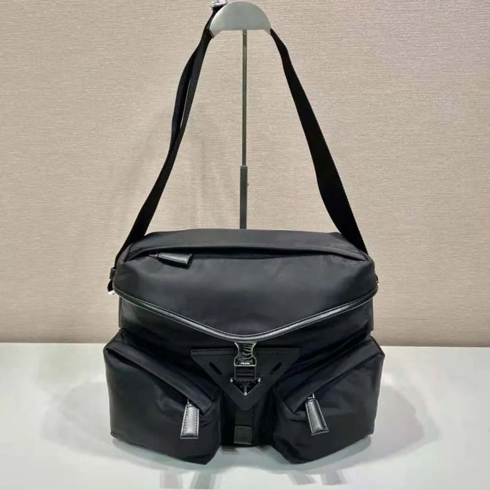 Prada Re-Nylon and Leather Shoulder Bag for Unisex in Black Prada Re-Nylon and Leather Shoulder Bag for Unisex in Black