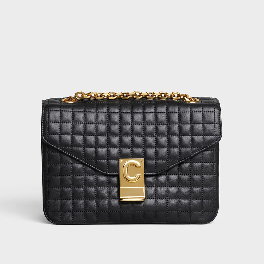 Celine Medium C Bag in Quilted Calfskin for Women in Black
