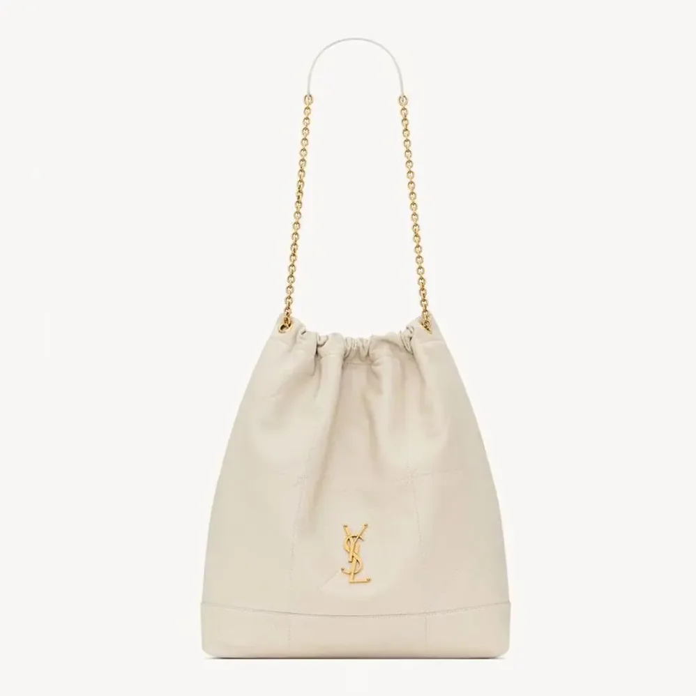 Saint Laurent YSL Jamie Large Pochon In Lambskin for Women in White Saint Laurent YSL Jamie Large Pochon In Lambskin for Women in White