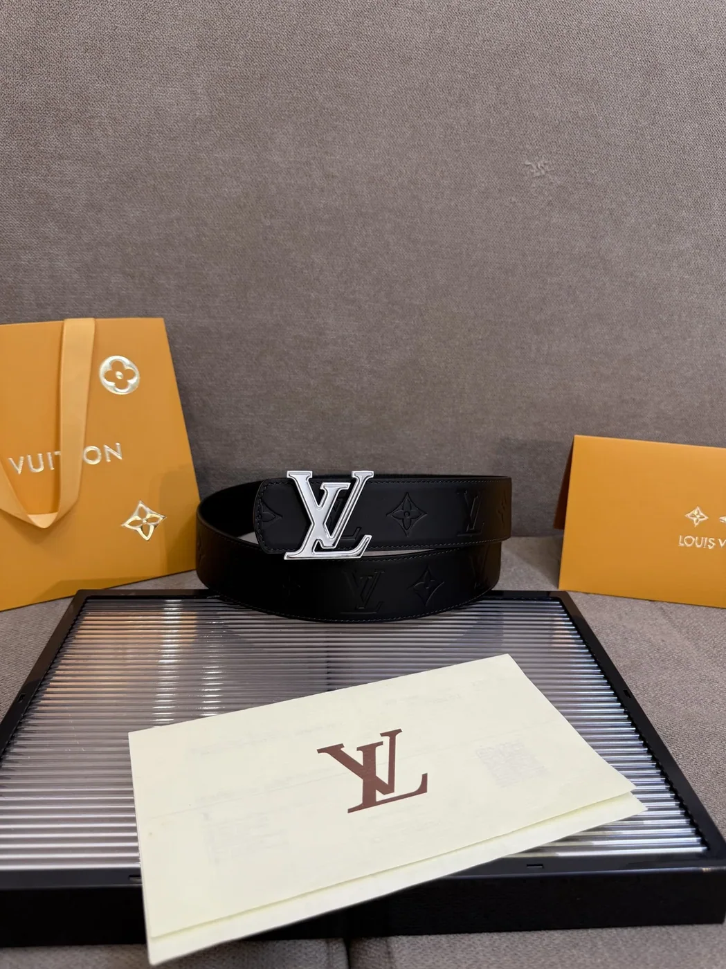 Louis Vuitton LV Initiales Monogram Embossed Leather Belt Black With Silver Buckle Louis Vuitton LV Initiales Monogram Embossed Leather Belt Black With Silver Buckle