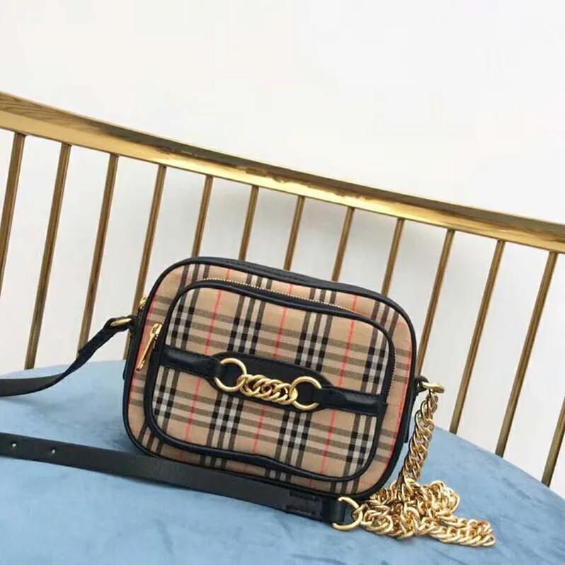 Burberry The 1983 Check Link Camera Bag for Women in Black Burberry The 1983 Check Link Camera Bag for Women in Black