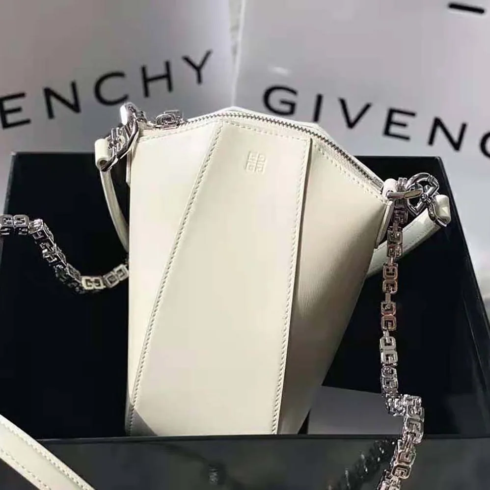 Givenchy Mini Antigona Vertical Bag in Box Leather for Women in White Givenchy Mini Antigona Vertical Bag in Box Leather for Women in White