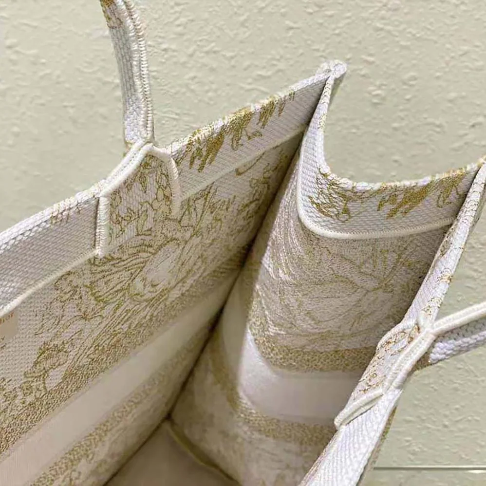 Dior Medium Dior Book Tote Dior Jardin D'Hiver Embroidery with Gold for Women in Tone Metallic Thread