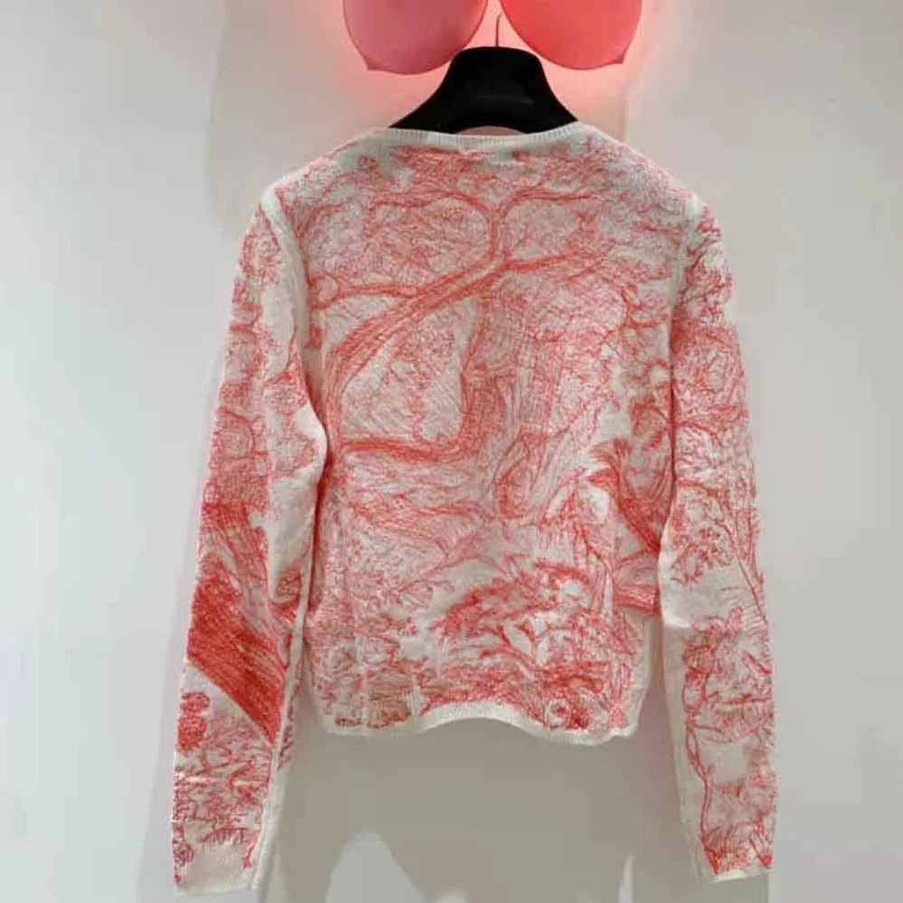 Dior Chez Moi Embroidered Sweater Peony Pink Technical Cashmere Knit for Women Dior Chez Moi Embroidered Sweater Peony Pink Technical Cashmere Knit for Women