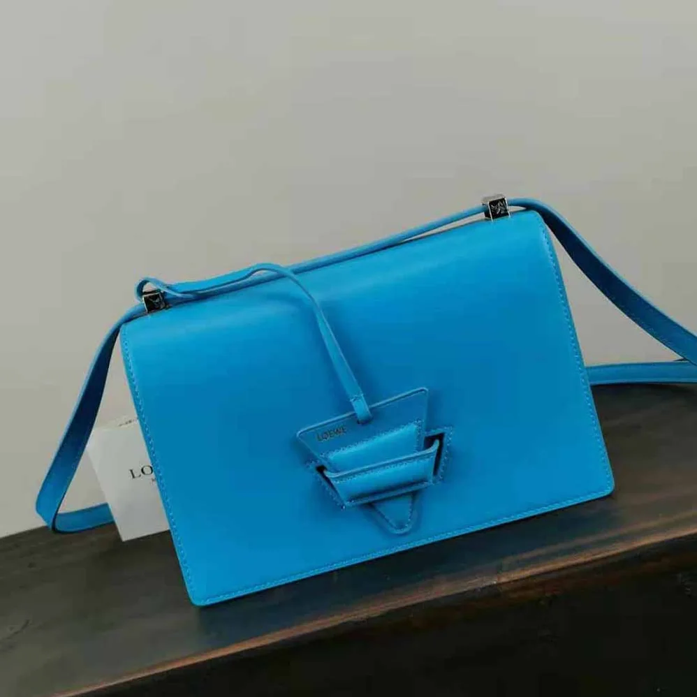 Loewe Barcelona Bag in Silk Calfskin for Women in Blue Loewe Barcelona Bag in Silk Calfskin for Women in Blue
