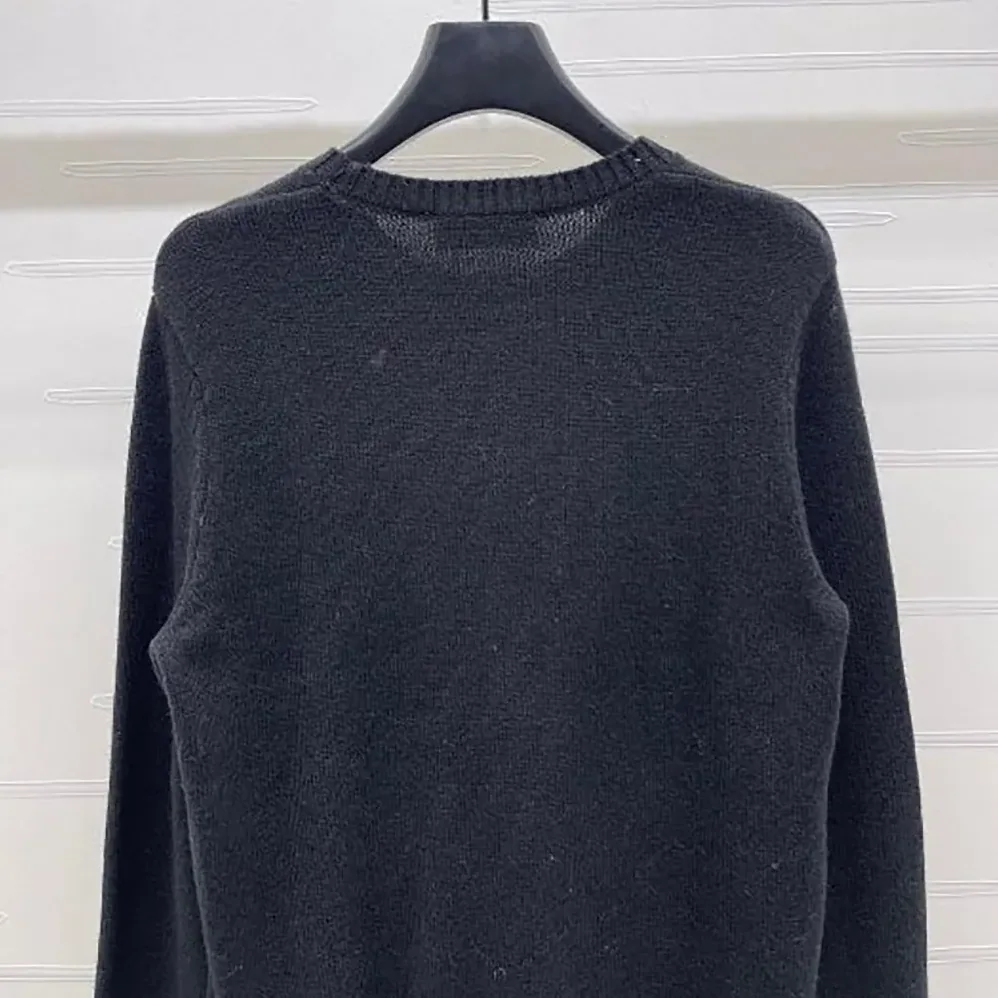 Miu Miu Double Cashmere Sweater with Logo for Women in Black