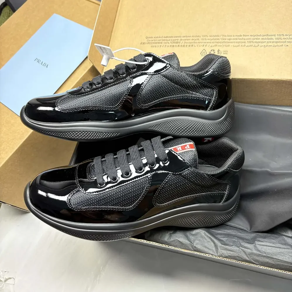 Prada Patent Leather and Technical Fabric Prada America's Cup Sneakers for Unisex in Black Prada Patent Leather and Technical Fabric Prada America's Cup Sneakers for Unisex in Black