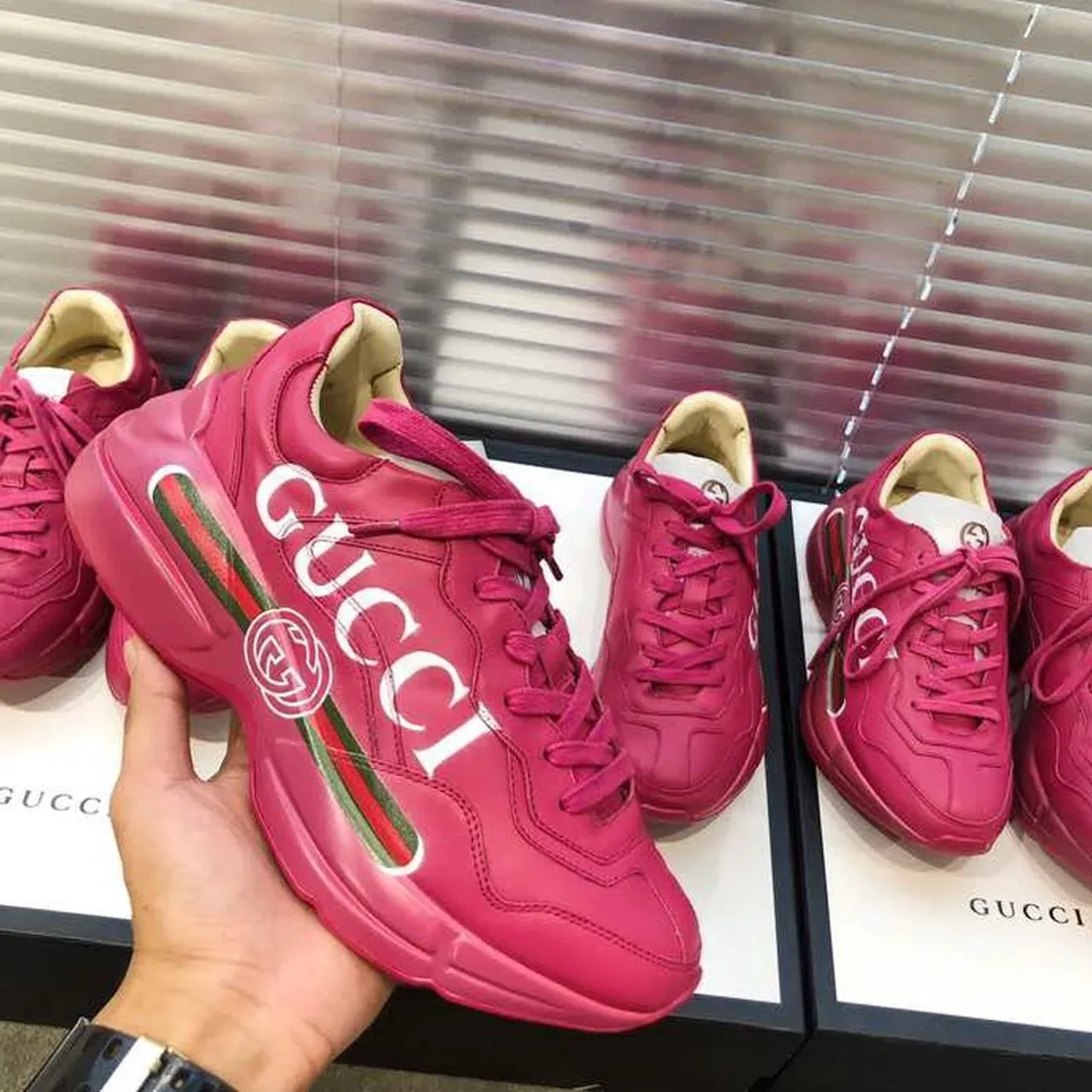 Gucci Rhyton Gucci Logo Sneaker Pink for Women Gucci Rhyton Gucci Logo Sneaker Pink for Women