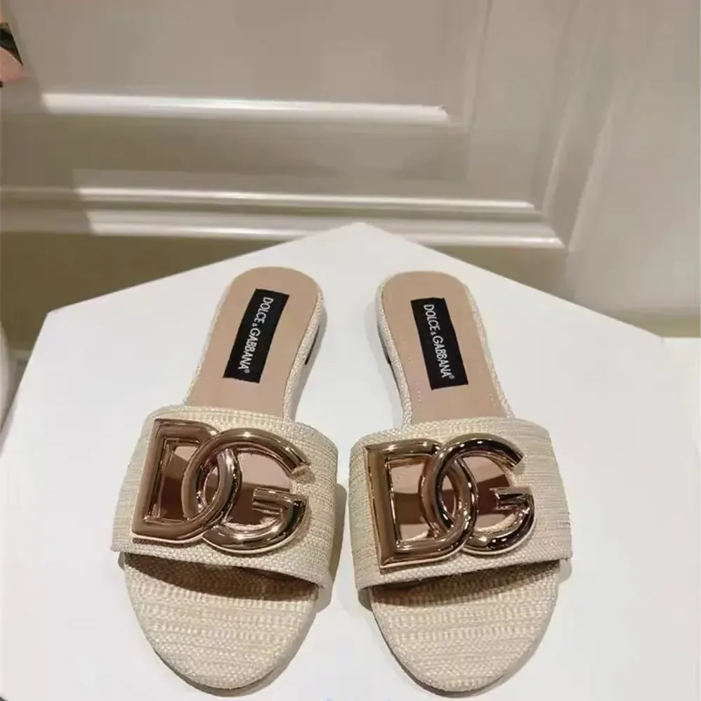 Dolce Gabbana D&G Raffia Sliders for Women